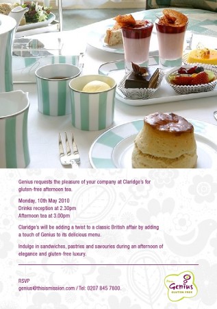 Claridge's Gluten Free Invite